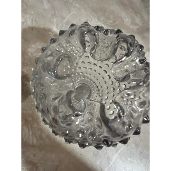 Duncan Miller Hobnail Clear Glass Ivy Bowl /Rose Ball Pedestal Vase Crimped Top - Picture 7 of 12